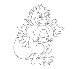 Cute dragon for coloring book