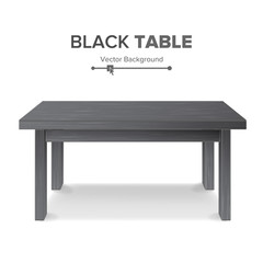 Dark Empty Square Table, Platform. Isolated Furniture, Platform. Realistic Vector Illustration.