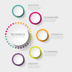 Modern abstract 3D infographic template with five steps for success. Business circle template with options for brochure, diagram, workflow, timeline, web design. Vector EPS 10