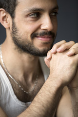 Obraz premium portrait of handsome dark-haired man smiling