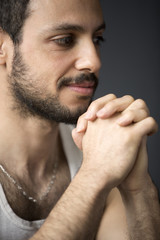 Fototapeta premium portrait of handsome dark-haired man smiling