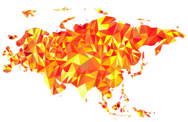 Abstract continent of Eurasia from triangles. Origami style. Vector polygonal pattern for your design.