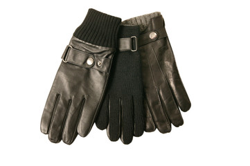 Noble black men's leather gloves isolated