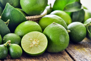 fresh limes on table