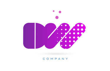 dw d w pink dots letter logo alphabet icon
