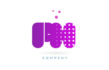 fh f h pink dots letter logo alphabet icon