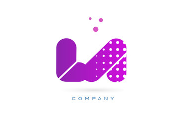 la l a pink dots letter logo alphabet icon