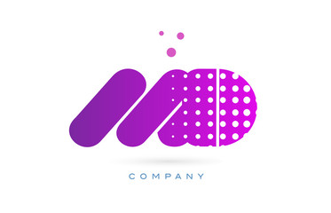 md m d pink dots letter logo alphabet icon