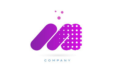 mi m i pink dots letter logo alphabet icon