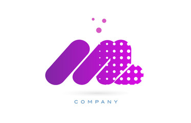 ml m l pink dots letter logo alphabet icon