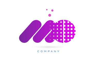mo m o pink dots letter logo alphabet icon