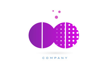 oo o pink dots letter logo alphabet icon