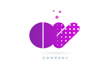 ov o v pink dots letter logo alphabet icon