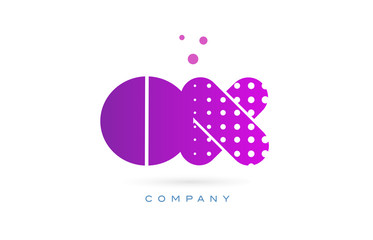 ox o x pink dots letter logo alphabet icon