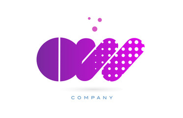 ow o w pink dots letter logo alphabet icon