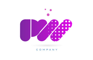 pw p w pink dots letter logo alphabet icon