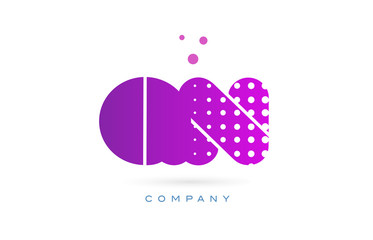 qn q n pink dots letter logo alphabet icon