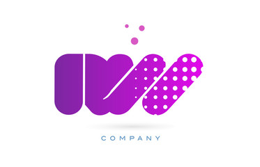 rw r w pink dots letter logo alphabet icon