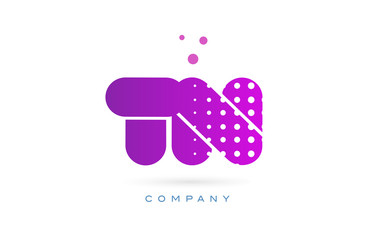 tn t n pink dots letter logo alphabet icon