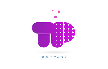 tp t p pink dots letter logo alphabet icon