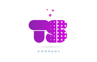ts t s pink dots letter logo alphabet icon