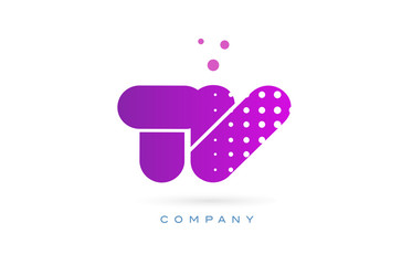 tv t v pink dots letter logo alphabet icon