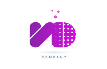 vd v d pink dots letter logo alphabet icon