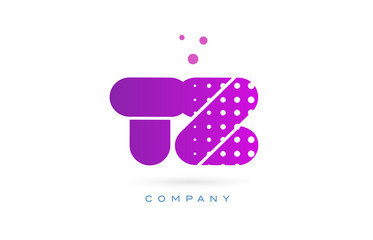 tz t z pink dots letter logo alphabet icon