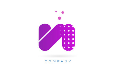 vi v i pink dots letter logo alphabet icon