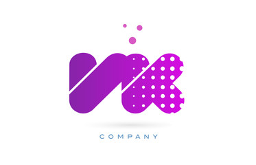 vk v k pink dots letter logo alphabet icon