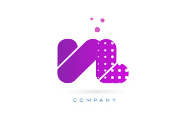 vl v l pink dots letter logo alphabet icon