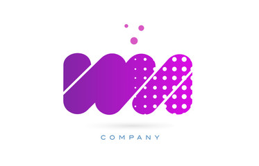 vm v m pink dots letter logo alphabet icon