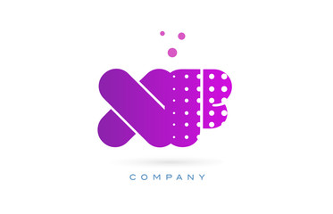 xf x f pink dots letter logo alphabet icon