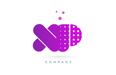 xp x p pink dots letter logo alphabet icon