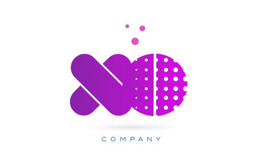 xo x o pink dots letter logo alphabet icon
