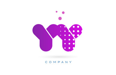 yy y pink dots letter logo alphabet icon
