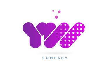 yw y w pink dots letter logo alphabet icon