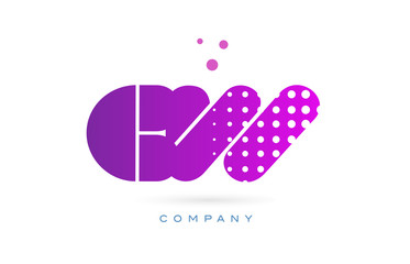 cw c w pink dots letter logo alphabet icon