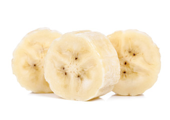 Slice of banana isolated on white background
