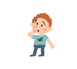 Cartoon character boy in surprise; isolated vector illustration.