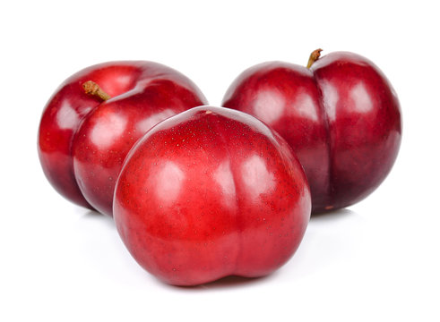 Red Plum Isolated On The White Background