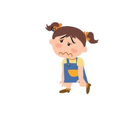 Cartoon character girl dizzy; isolated vector illustration.