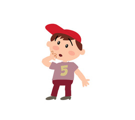 Fototapeta na wymiar Cartoon character boy in surprise; isolated vector illustration.