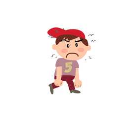 Cartoon character boy, angry; isolated vector illustration.