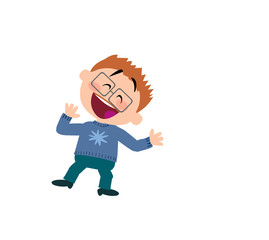 Cartoon character boy cheerful; isolated vector illustration.