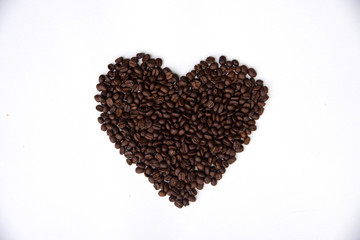 Coffee beans of heart shaped
