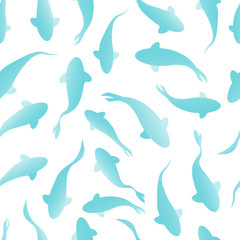 Fototapeta premium Seamless pattern with fish silhouette swimming on light background. Vector illustration