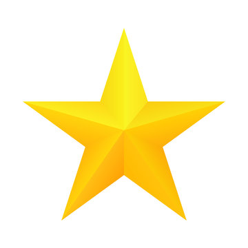 Realistic golden star icon.