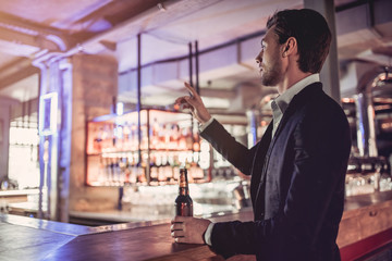 Businessman in bar