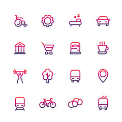 line icons set for map, pictograms, signs for navigation over white